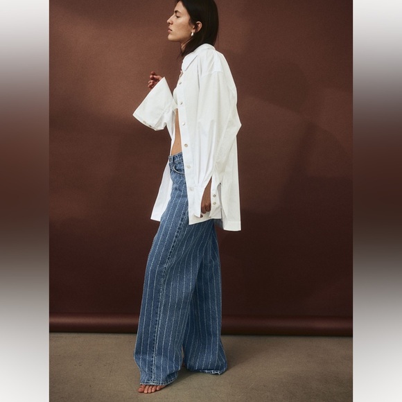 NWT H&M Creased Denim Pants - Size 2 - Picture 2 of 9